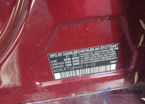 2004 Mercedes-Benz E 500 из США, поврежденный, VIN WDBUF70J84A515103